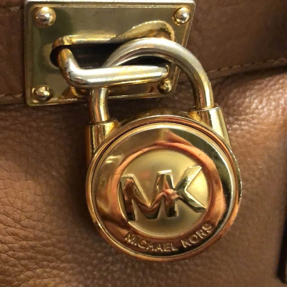 Michael Kors Hamilton Satchel Handbag Soft Genuine Leather (Brown/Gold )medium - Picture 4 of 11